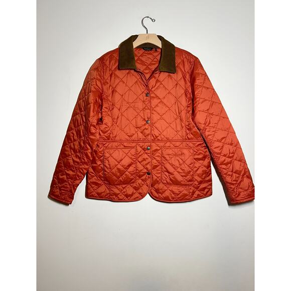 Barbour Orange Deveron Quilt Tartan Lightweight Chore Jacket US 14 Equestrian - Picture 1 of 9